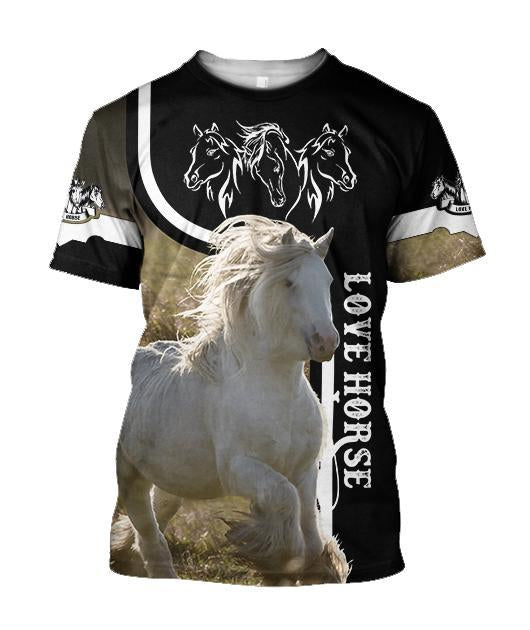 Love White Horse Shirt - Winter Set for Men and Women JJ091201-Apparel-NNK-T-Shirt-S-Vibe Cosy™