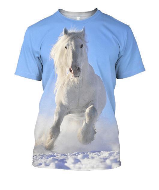 3D All Over Print White Horse Blue Sky Shirts-Apparel-NNK-T-Shirt-S-Vibe Cosy™