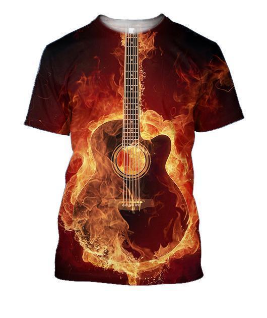 All Over Print Red Guitar-Apparel-Phaethon-T-Shirt-S-Vibe Cosy™