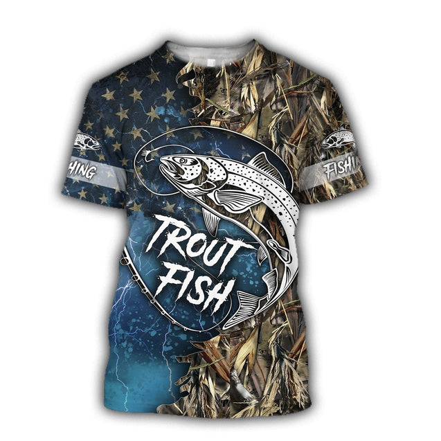 Trout Fishing 3D all over shirts for men and women blue color TR211201 - Amaze Style™-Apparel