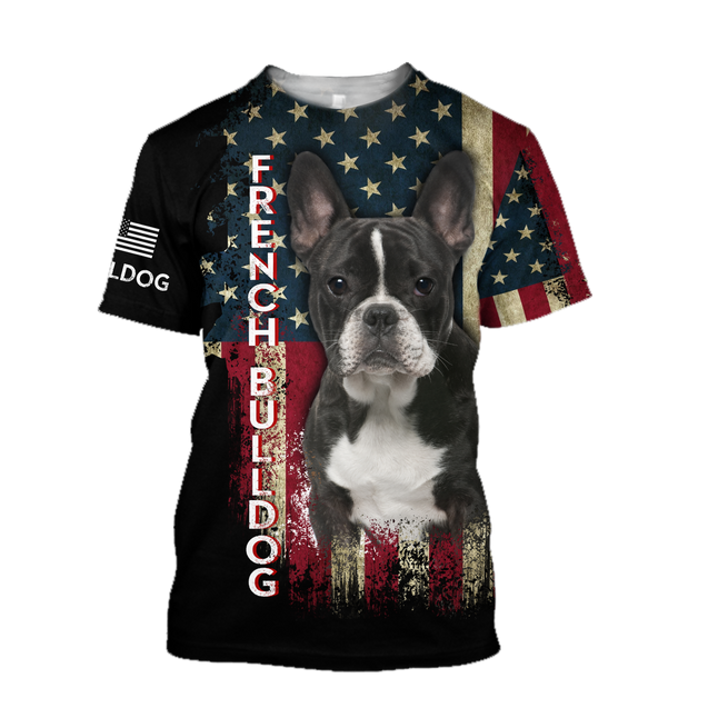 French Bulldog American Flag 3D All Over Print Hoodie