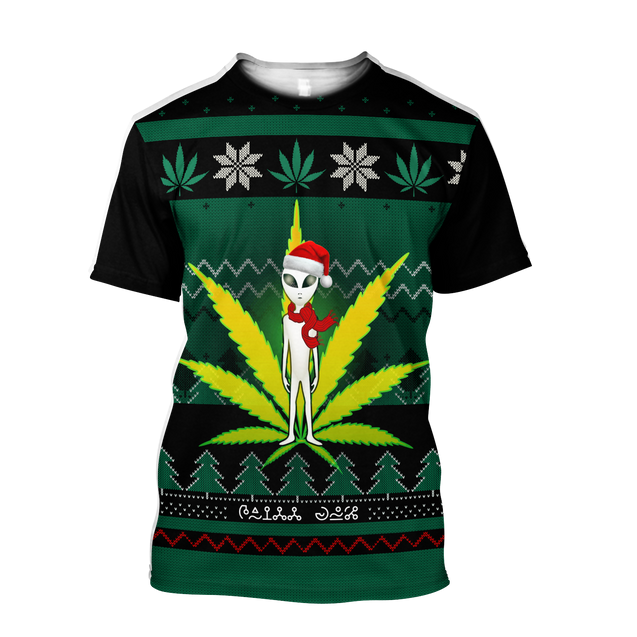 Ugly Christmas Marijuana UFO Pi111101 (Only specials can read this)-Apparel-NNK-T-Shirt-S-Vibe Cosy™