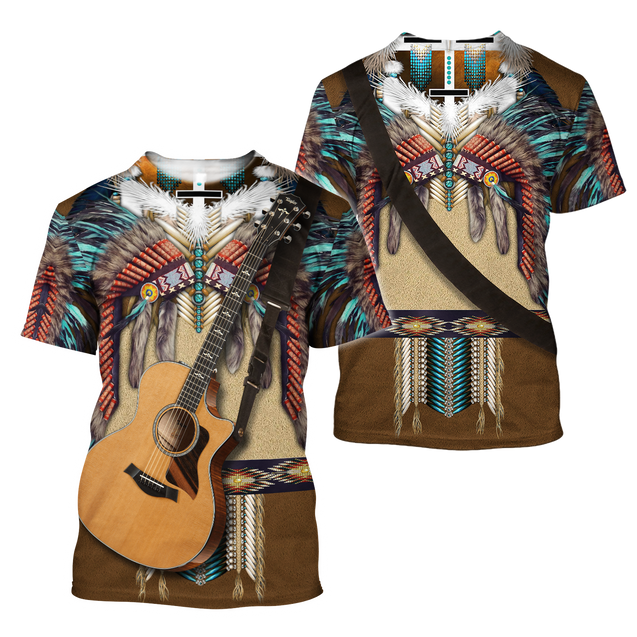 Native American Guitar Over Printed Shirts For Men and Women Pi11082001