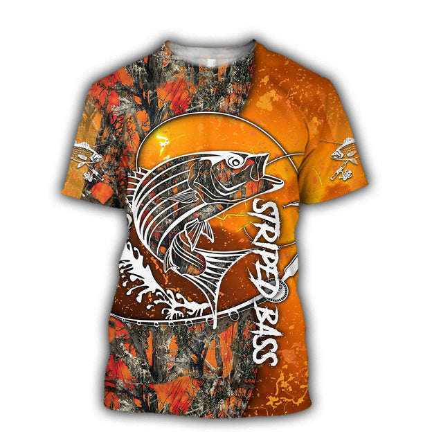 Striped Bass Fishing orange camo all over printed shirts for men and women TR271201 - Amaze Style™-Apparel