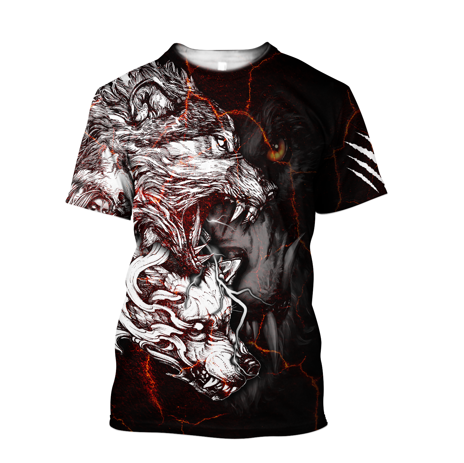 Red Thunder Wolf Tattoo All Over Printed Unisex Shirt