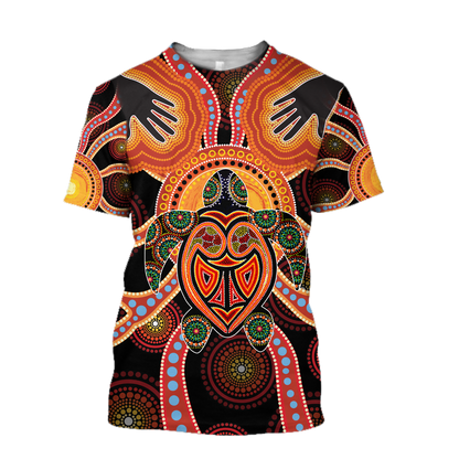 Aboriginal Turtle Touch the Sun Bedding Set, Australia Indigenous Painting Art shirts for men and women-Apparel-Huyencass-T-Shirt-S-Vibe Cosy™
