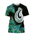 Hei Matau Fish Hook Silver Fern Maori Paua Shell Unisex Shirts