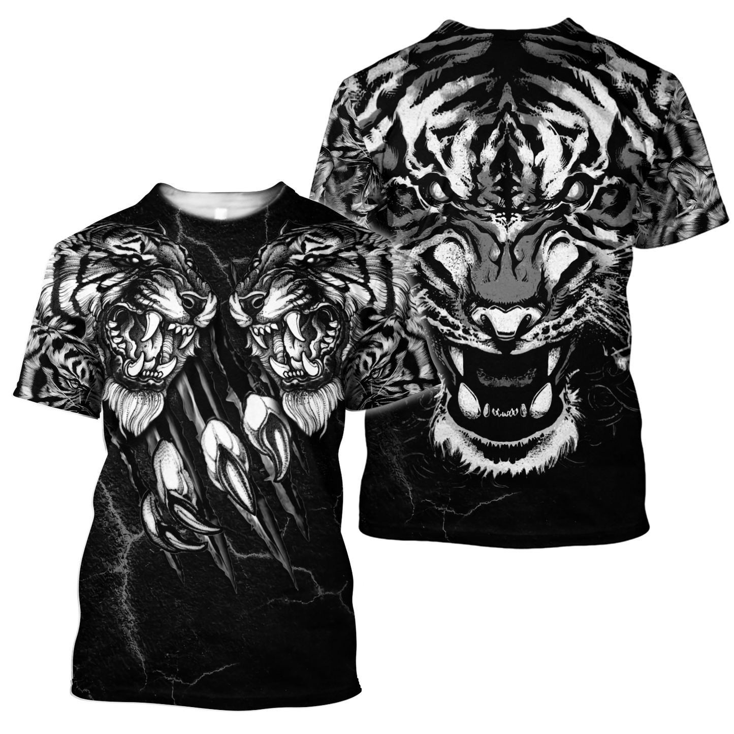 Double Tiger Tattoo Tshirt 3D All Over Printed Shirt for Men and Women
