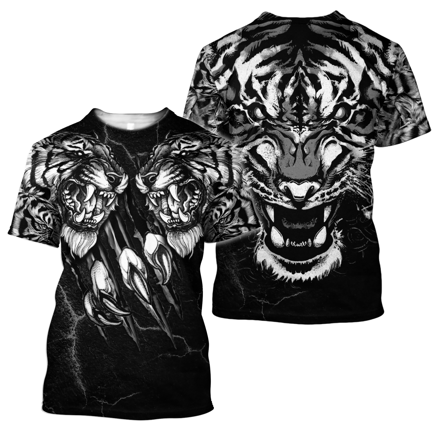 Double Tiger Tattoo Tshirt 3D All Over Printed Shirt for Men and Women