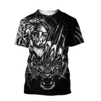 White Tiger 3D Tattoo Over Printed Shirt for Men and Women