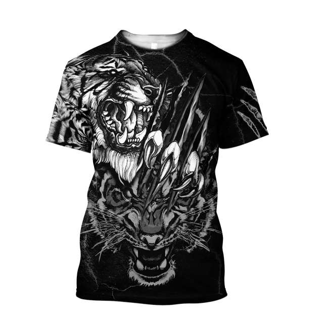 White Tiger 3D Tattoo Over Printed Shirt for Men and Women