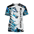 Horse Camo Blue Pattern 3D All Over Printed Shirts Pi050502-Apparel-TA-T-Shirt-S-Vibe Cosy™