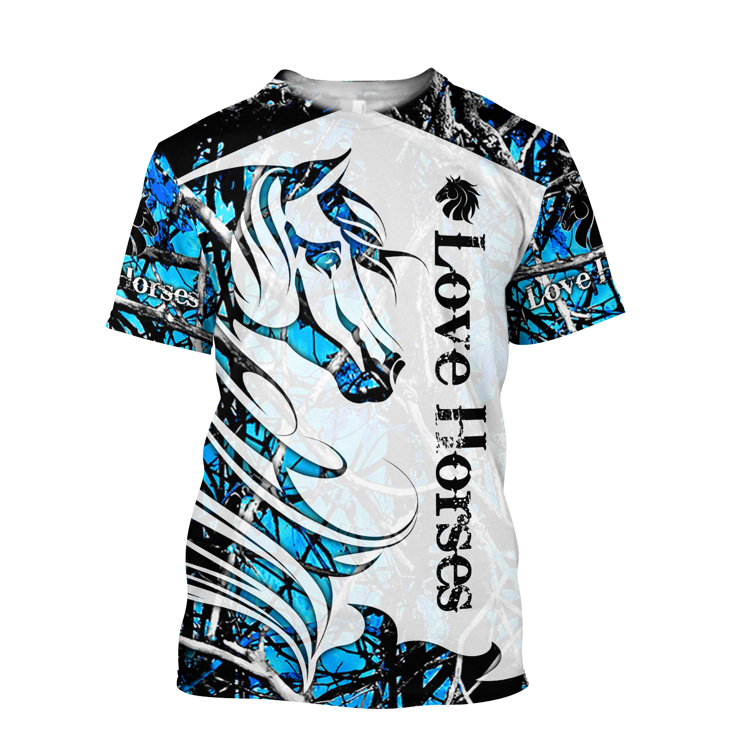 Horse Camo Blue Pattern 3D All Over Printed Shirts Pi050502-Apparel-TA-T-Shirt-S-Vibe Cosy™
