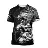 Three Gray Wolfs Tattoo 3D Over Printed Unisex Shirts