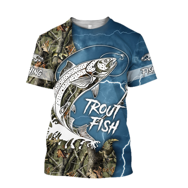 Trout Fishing blue Tattoo camo shirts for men and women TR2108202