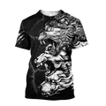 Three Gray Wolfs Tattoo Tshirt 3D All Over Printed Shirt for Men and Women