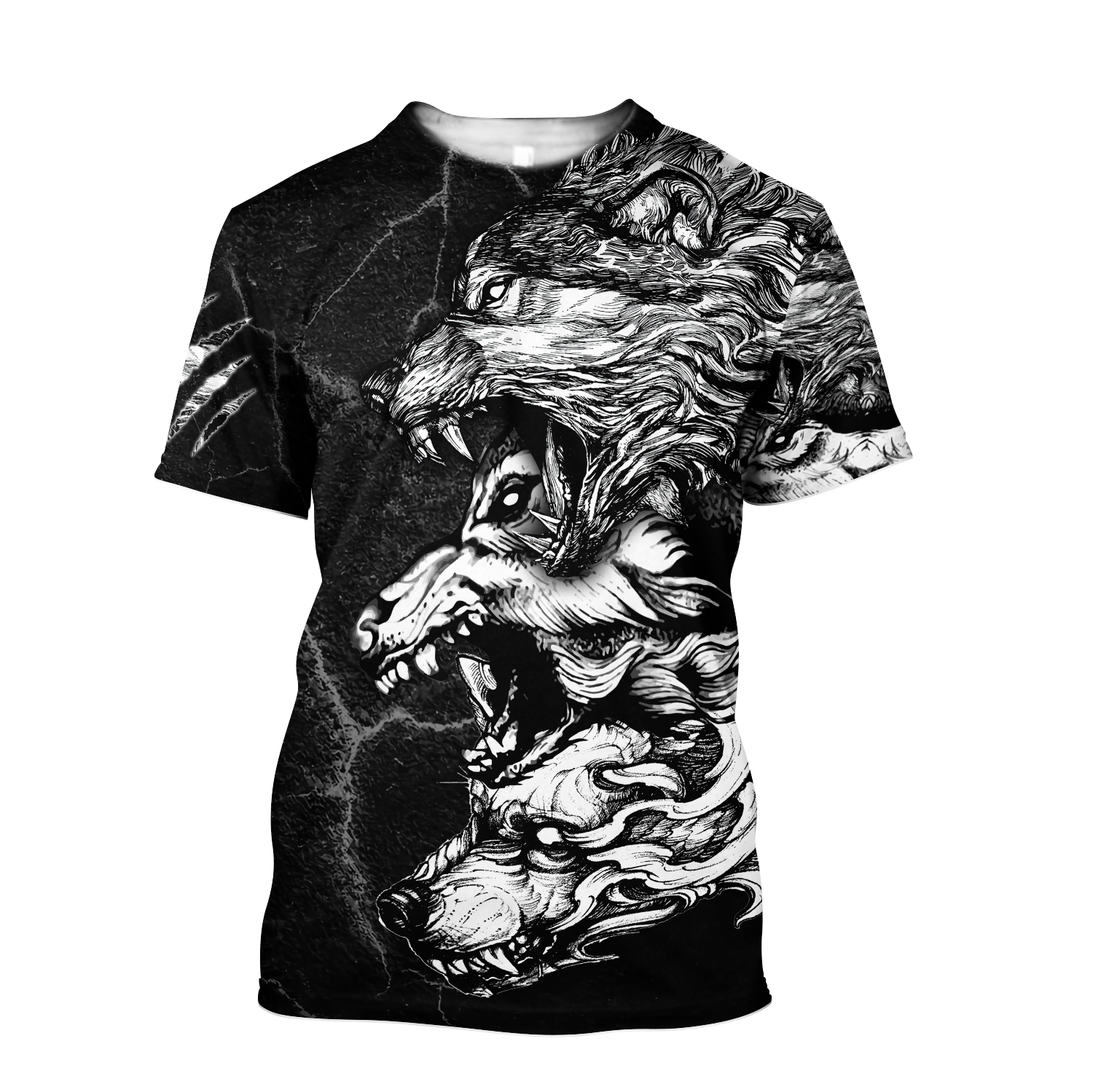 Three Gray Wolfs Tattoo Tshirt 3D All Over Printed Shirt for Men and Women