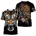 Tiger Fighter Tattoo Tshirt 3D All Over Printed Shirt for Men and Women