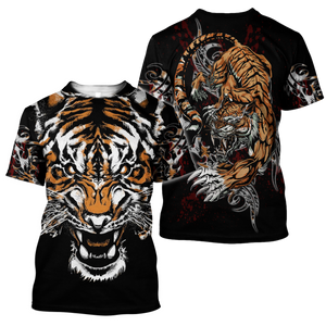 Tiger Fighter Tattoo Tshirt 3D All Over Printed Shirt for Men and Women