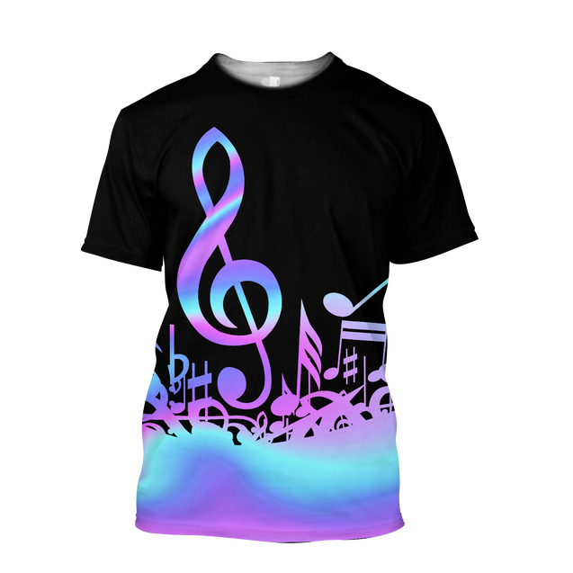 Purple Music Notes 3D All Over Printes-Apparel-HP Arts-T-Shirt-S-Vibe Cosy™