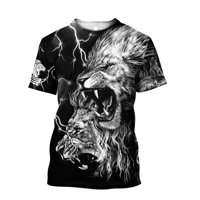 Lion Tattoo Thunder 3D All Over Printed  Unisex Shirts