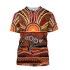 Aboriginal Kangaroo running Lizard Art summer shirts for men and women