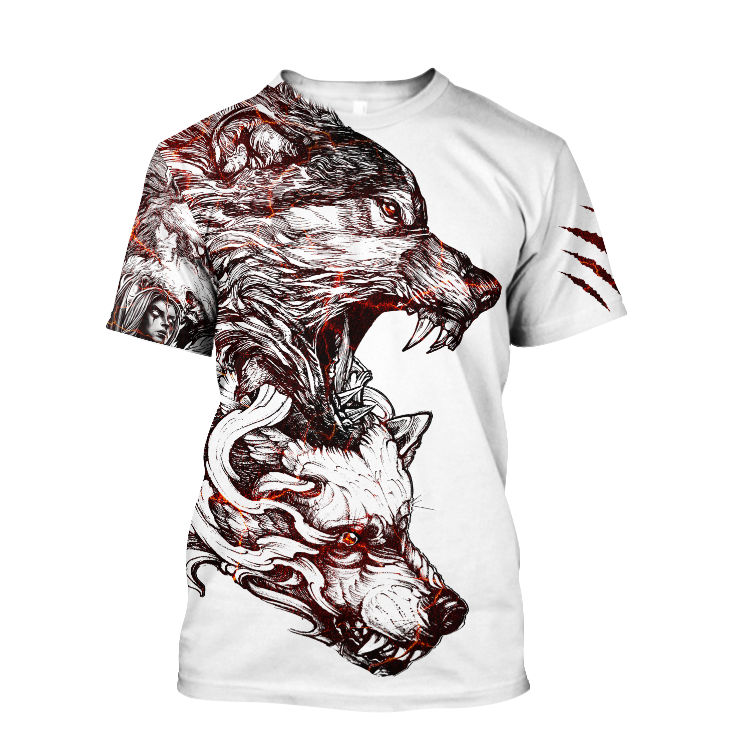 Alpha Wolf Tattoo Tshirt 3D All Over Printed Shirt for Men and Women