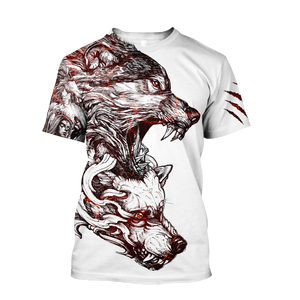 Alpha Wolf Tattoo Tshirt 3D All Over Printed Shirt for Men and Women