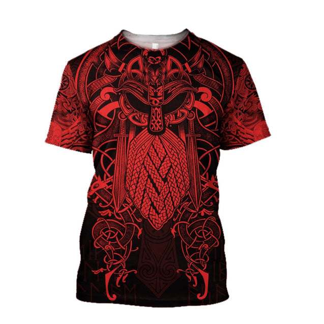 Vikings - The Raven Red of Odin Tattoo-Apparel-HP Arts-T-Shirt-S-Vibe Cosy™