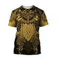 Vikings - The Raven Yellow of Odin Tattoo-Apparel-HP Arts-T-Shirt-S-Vibe Cosy™