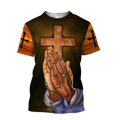 I CAN DO ALL THINGS THROUGH CHRIST WHO STRENGTHENS ME GOD HAND CROSS ALL OVER PRINTED SHIRTS-Apparel-HP Arts-T-Shirt-S-Vibe Cosy™