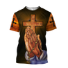 I CAN DO ALL THINGS THROUGH CHRIST WHO STRENGTHENS ME GOD HAND CROSS ALL OVER PRINTED SHIRTS-Apparel-HP Arts-T-Shirt-S-Vibe Cosy™