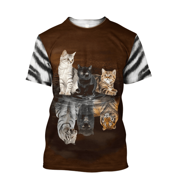 Three Cute Cats On The Mirror Hoodie For Men And Women TQH201005