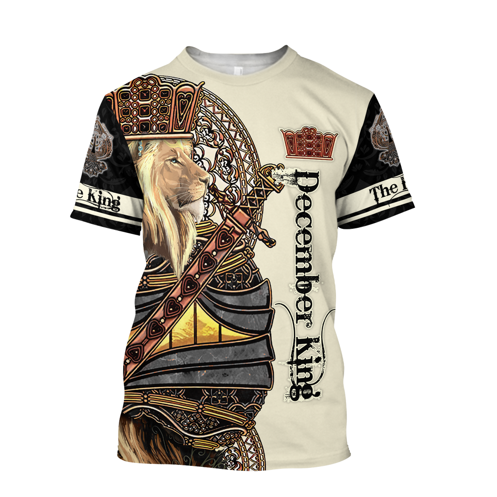 December Black King Lion  3D All Over Printed Unisex Shirts