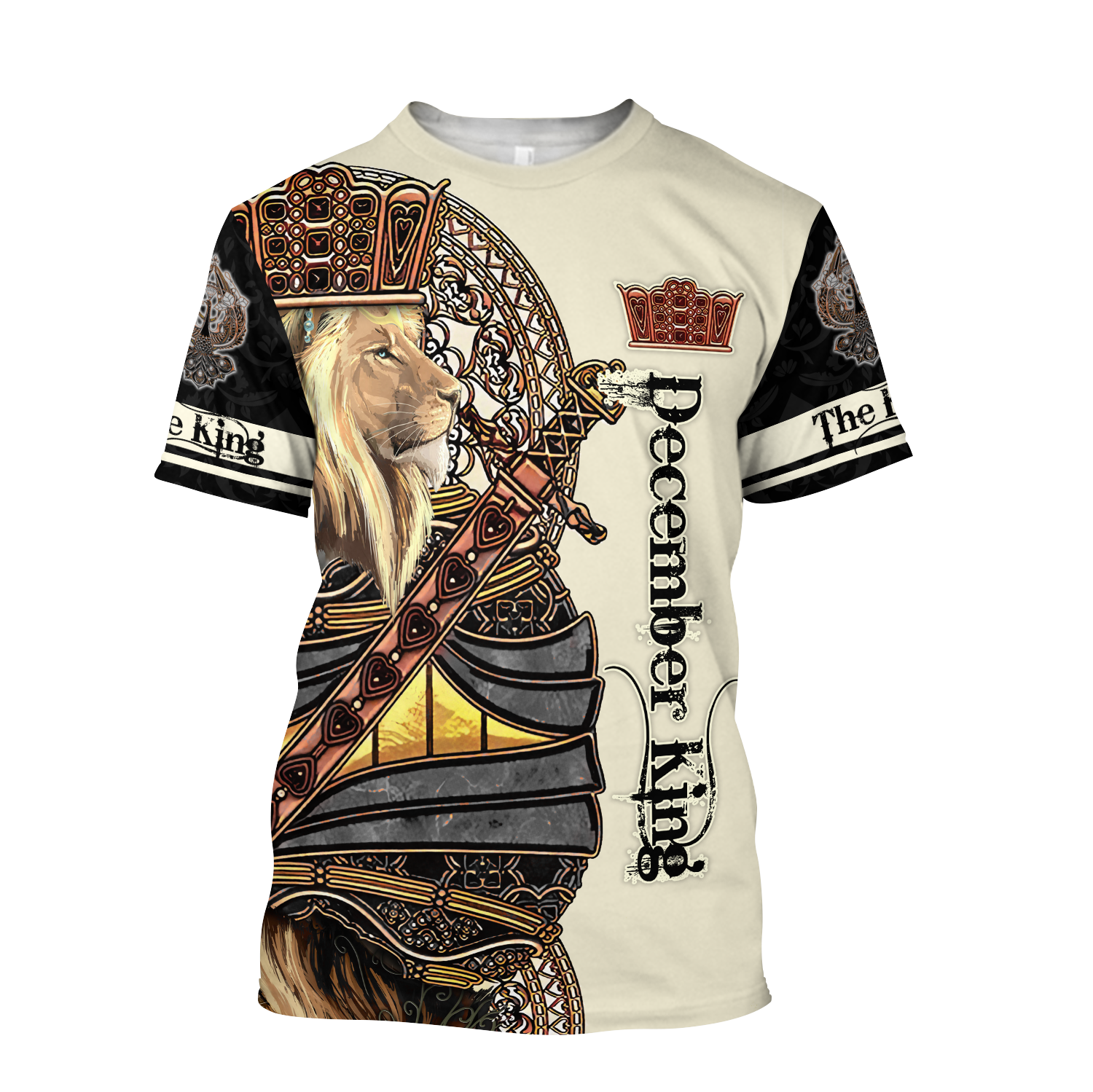 December Black King Lion  3D All Over Printed Unisex Shirts