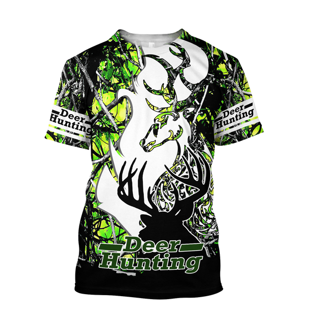 Light Green Deer Hunting 3D All Over Printed Shirts For Men LAM