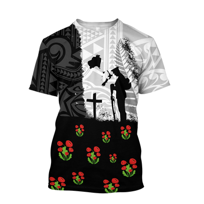 Anzac day new zealand australia lest we forget 3d all over printed shirt and short for man and women-Apparel-PL8386-T-shirt-S-Vibe Cosy™