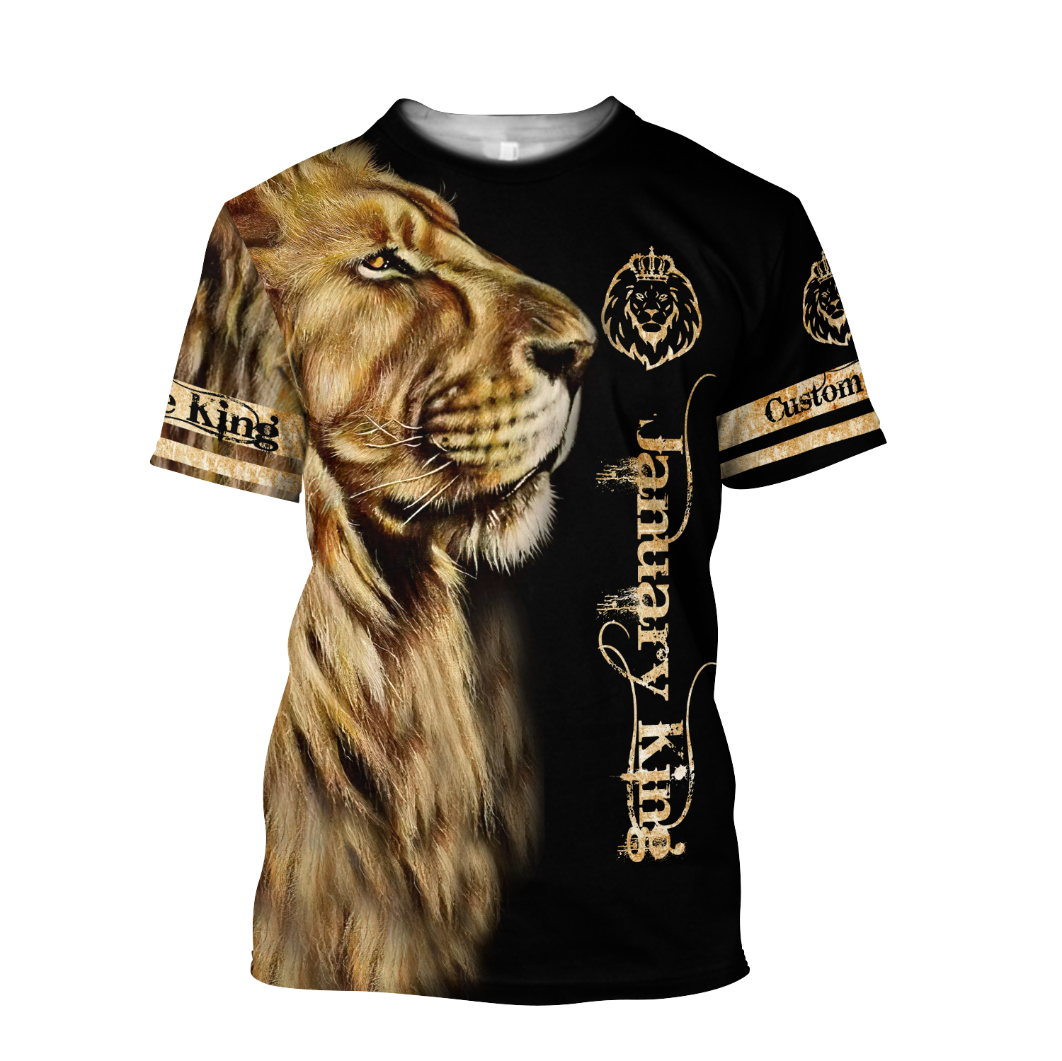 Custom Name January King Lion  3D All Over Printed  Unisex Shirt