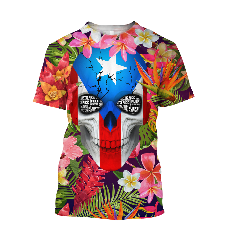 Puerto Rico Floral Skulls Shirt TH20061605S-Apparel-TQH-Hoodie-S-Vibe Cosy™