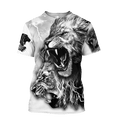 White Lion Tattoo 3D All Over Printed Shirt for Men and Women