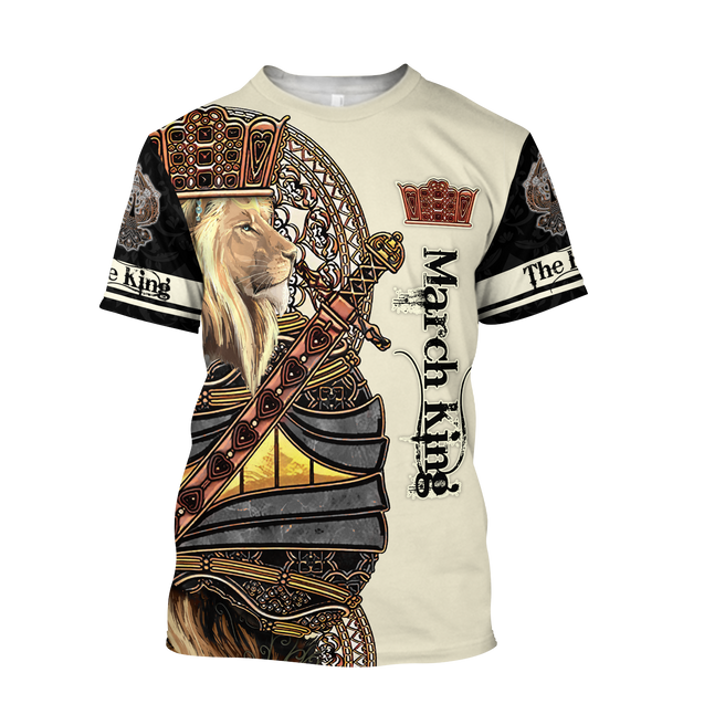 March Black King Lion  3D All Over Printed  Unisex Shirts