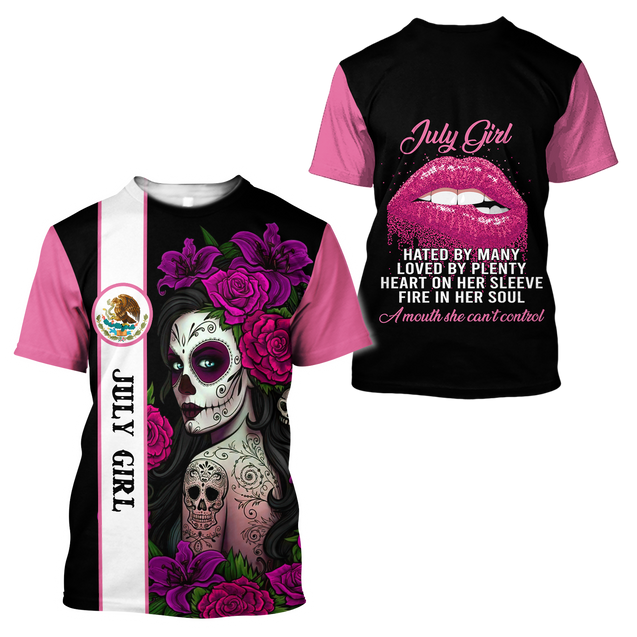 July Girl Customize Name 3D All Over Printed Shirts For Women MH10112007