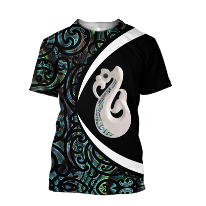 Aotearoa Manaia Silver Fern Paua Shell 3d all over printed shirt and short for man and women-Apparel-PL8386-T-shirt-S-Vibe Cosy™