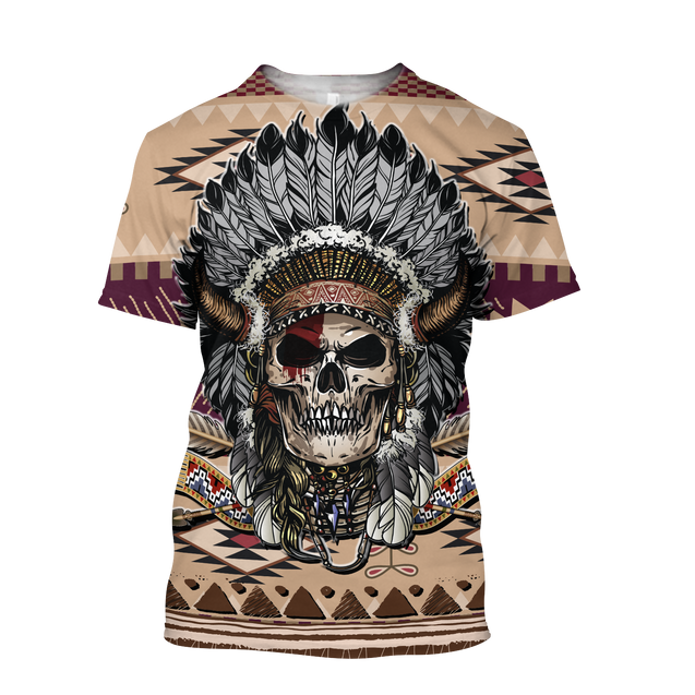 Love Skull native 3D all over printed for man and women QB06062004-Apparel-PL8386-T- Shirt-S-Vibe Cosy™