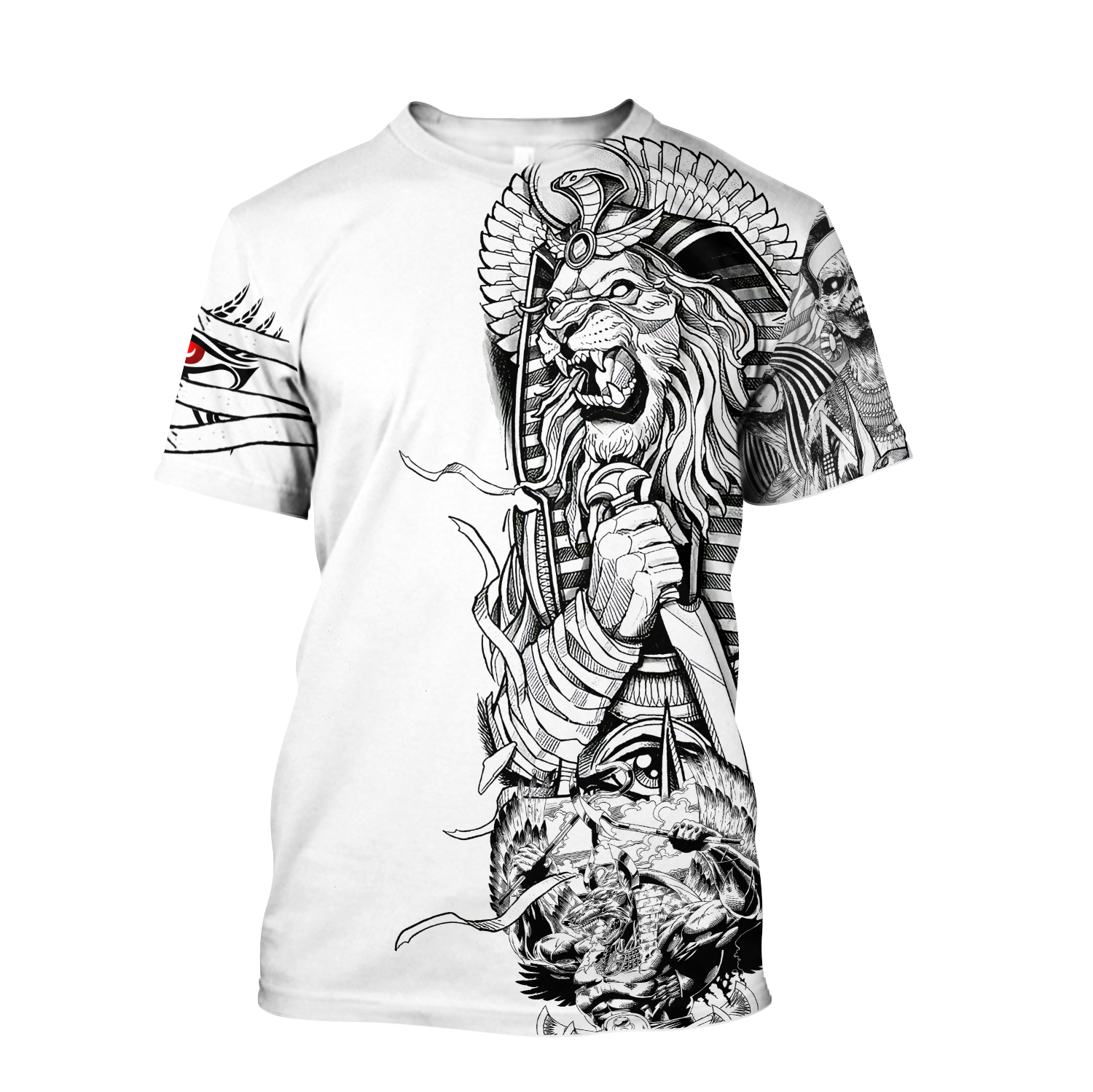 3D Tattoo Ancient Egypt Lion God Over Printed Shirt for Men and Women