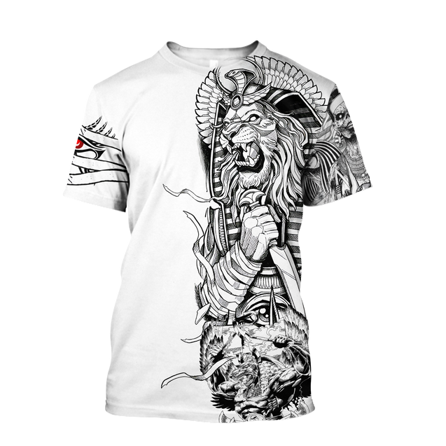 3D Tattoo Ancient Egypt Lion God Over Printed Shirt for Men and Women