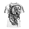 White Tiger Tribal Tattoo 3D All Over Printed Shirts For Men and Women