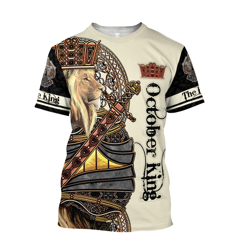 October Black King Lion  3D All Over Printed Unisex Shirts