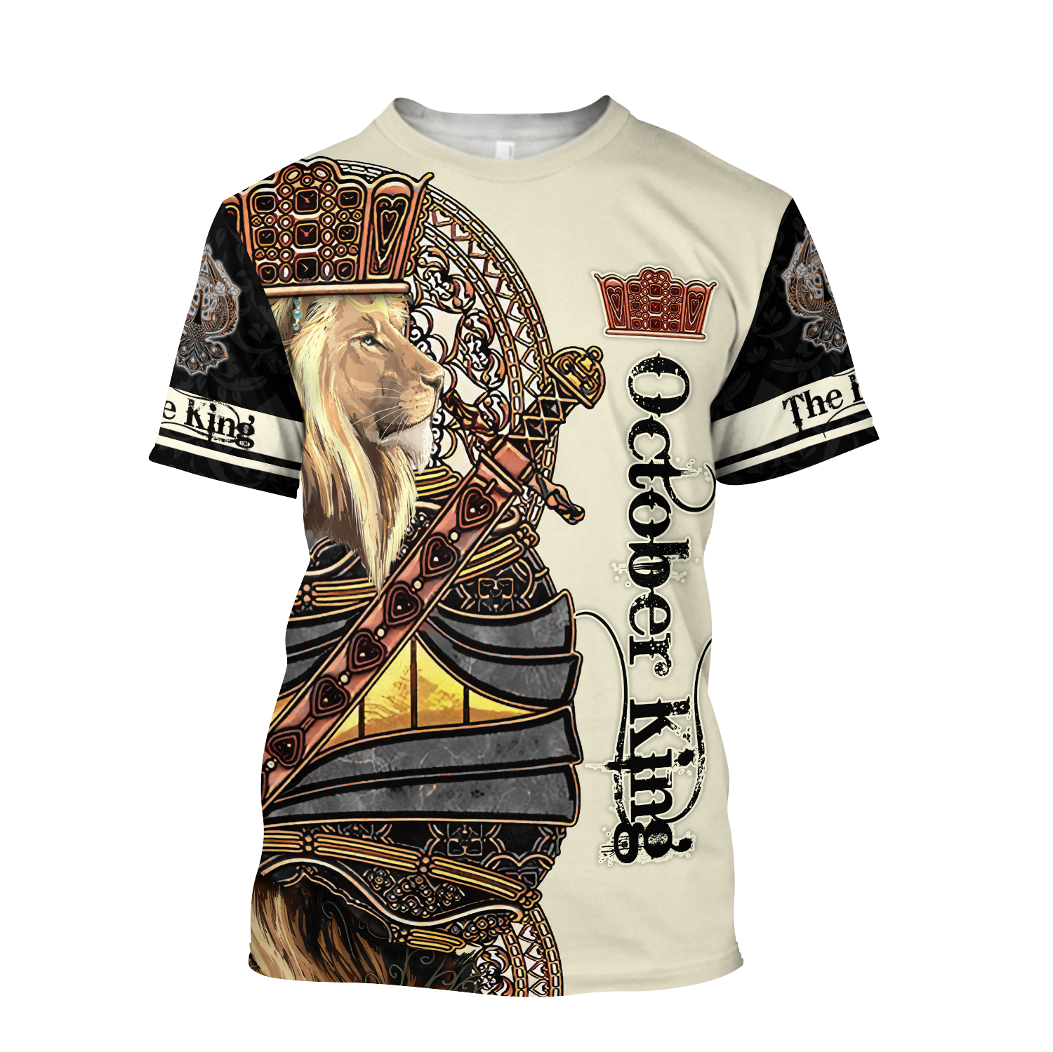 October Black King Lion  3D All Over Printed Unisex Shirts