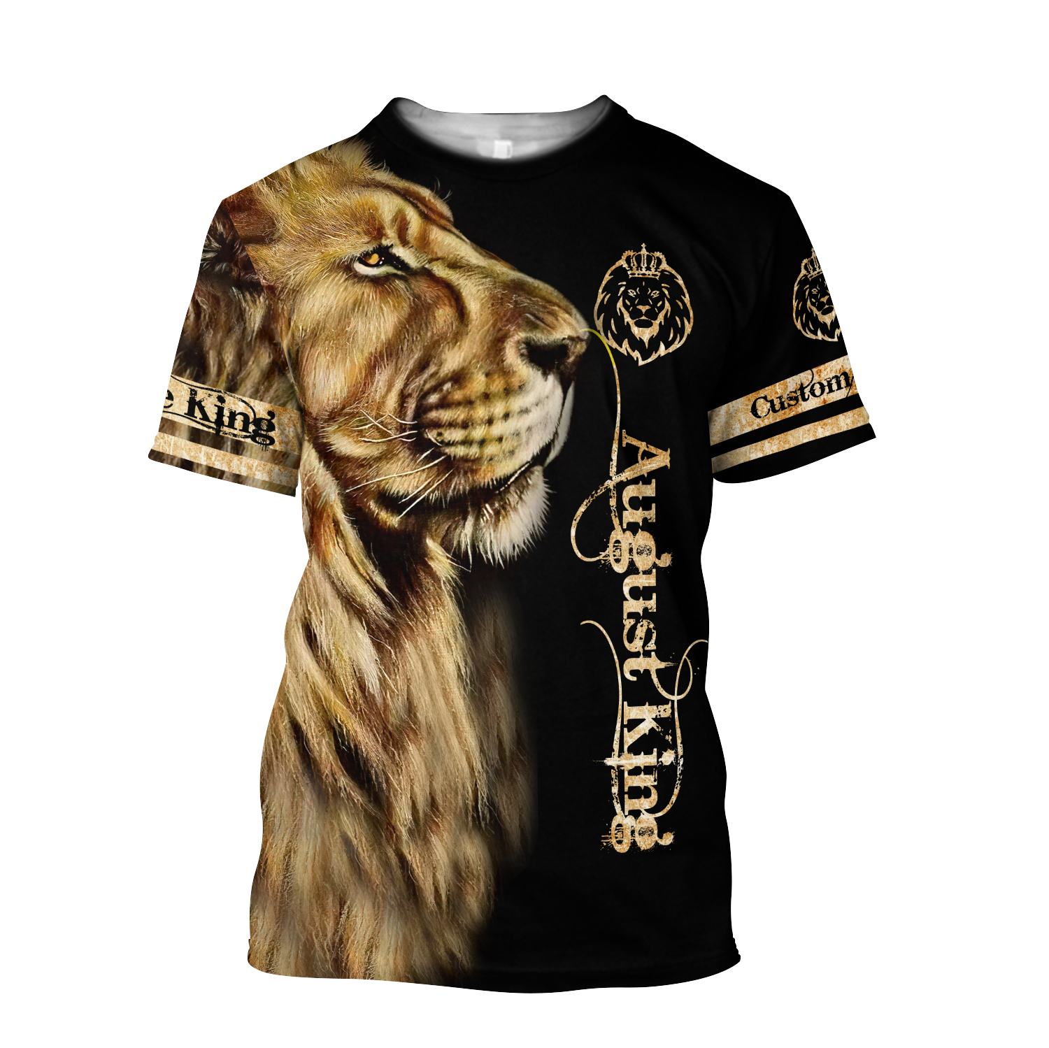 Custom Name August King Lion 3D All Over Printed Unisex Shirt
